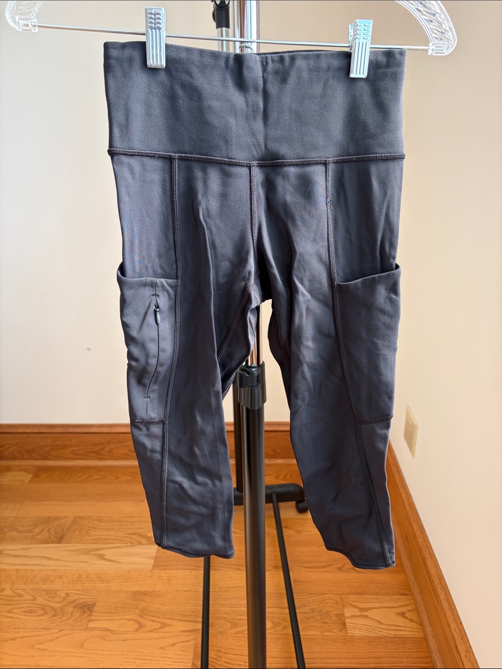 Athleta Black Activewear Capris with Printed Logo